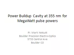 Power Buildup Cavity at 355 nm for