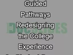 Oregon Guided Pathways Redesigning the College Experience for Student Success