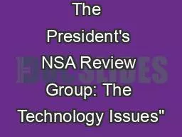 The  President's NSA Review Group: The Technology Issues