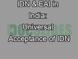 IDN & EAI in India: Universal Acceptance of IDN