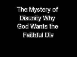 The Mystery of Disunity Why God Wants the Faithful Div