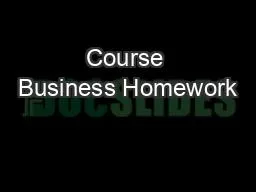 Course Business Homework
