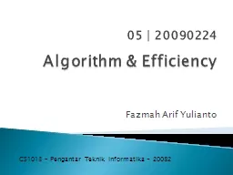 05 | 20090224   Algorithm & Efficiency