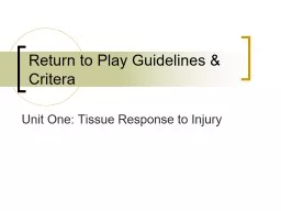 Return to  Play Guidelines &