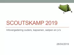 Scoutskamp 2019 Infovergadering ouders, kapoenen, welpen en jv’s