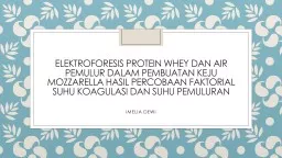 PPT-ELEKTROFORESIS PROTEIN WHEY DAN AIR PEMULUR DALAM PEMBUATAN KEJU MOZZARELLA HASIL PERCOBAAN