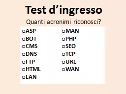 Test d’ingresso Quanti acronimi riconosci?