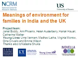 Meanings of environment for families in India and the UK