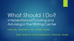 What Should I Do?  Intersections of Tutoring and Advising in the Writing Center