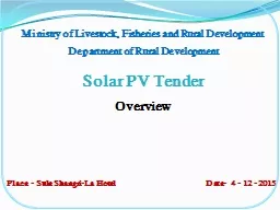 Solar PV  Tender    Overview
