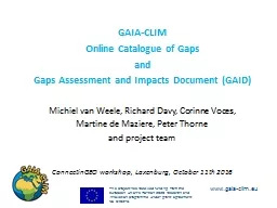 GAIA-CLIM Online  Catalogue of