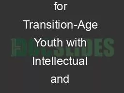 Skill Building Recommendations for Transition-Age Youth with Intellectual and Developmental