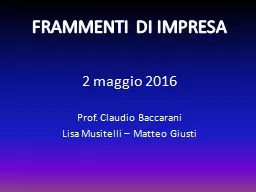 2 maggio 2016 Prof. Claudio