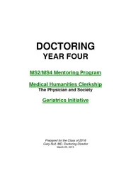 DOCTORING YEAR FOUR MSMS Mentoring Program Medical Hum