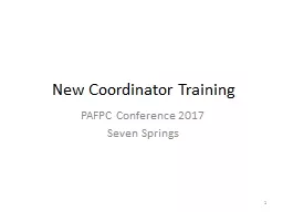 New Coordinator Training