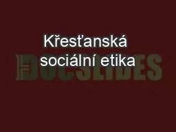 Křesťanská sociální etika