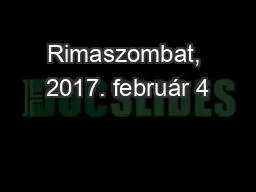 Rimaszombat, 2017. február 4