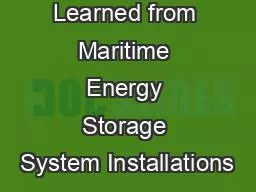 Lessons Learned from Maritime Energy Storage System Installations