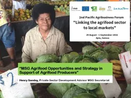 “ MSG  Agrifood  Opportunities and Strategy in Support of