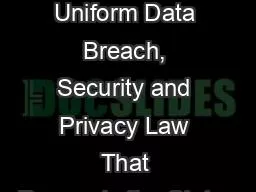 America Needs a Uniform Data Breach, Security and Privacy Law That Preempts the States