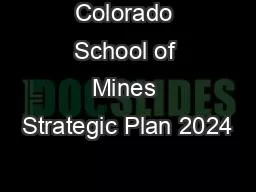 Colorado School of Mines Strategic Plan 2024