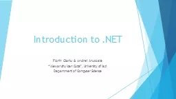 Introduction to .NET Florin Olariu