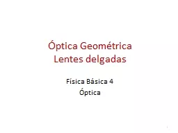 Óptica Geométrica Lentes delgadas