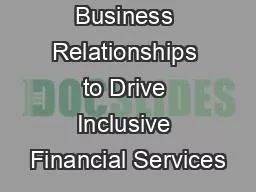 Using Business Relationships to Drive Inclusive Financial Services