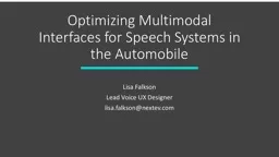 PPT-Optimizing Multimodal Interfaces for Speech Systems in the Automobile