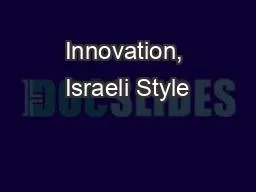 Innovation, Israeli Style