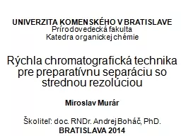 UNIVERZITA KOMENSKÉHO V BRATISLAVE