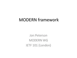 MODERN framework Jon Peterson