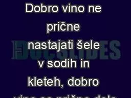 VINOGRADNIŠTVO Dobro vino ne prične nastajati šele v sodih in kleteh, dobro vino se