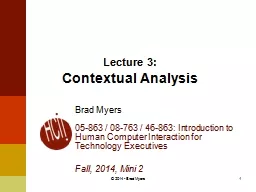 1 Lecture 3: Contextual Analysis