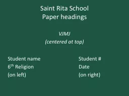 PPT-Saint Rita School Paper