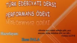 TÜRK EDEB İ YATI DERSİ PERFORMANS ÖDEVİ