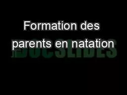 Formation des parents en natation