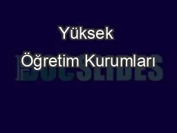 Yüksek Öğretim Kurumları