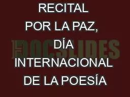 PPT-RECITAL POR LA PAZ, DÍA INTERNACIONAL DE LA POESÍA