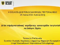 1 XI DOLNOŚLĄSKIE FORUM SAMORZĄDU TERYTORIALNEGO