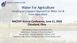 Water For Agriculture   Creating an Engaged Approach to Water For & From Agriculture