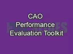 CAO Performance Evaluation Toolkit