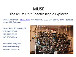 MUSE The Multi Unit Spectroscopic Explorer