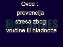 Ovce :  prevencija stresa zbog vrućine ili hladnoće