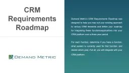 CRM Requirements Roadmap
