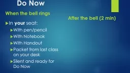 Do Now When the bell rings