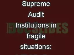 The role of Supreme Audit Institutions in fragile situations: initial findings