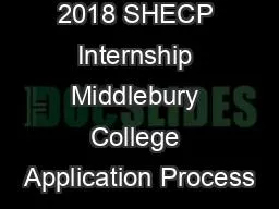 2018 SHECP Internship Middlebury College Application Process