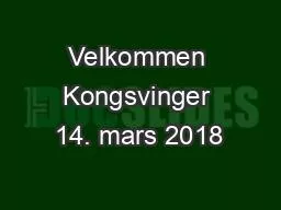 Velkommen Kongsvinger 14. mars 2018