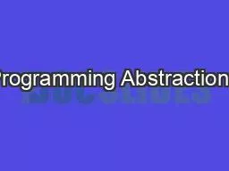 Programming Abstractions